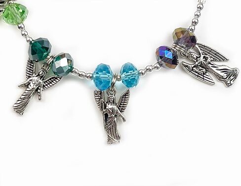 سوار Seven Archangel 7 سوار ساحر من Archangels مع خرز كريستال قوس قزح، Simiel، Uriel، Raphael، Michael، Gabriel، Zachariel، Orifiel Angel Jewelry مجوهرات مسيحية (M) in Saudi Arabia