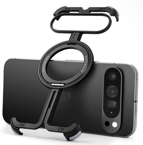OATSBASF Bumper Case for Google Pixel 9 Pro XL, Invisible Magnetic O-Ring Stand Case, Minimalist Phone Case for Google Pixel 9 Pro XL, Frameless Case, Black in Kuwait