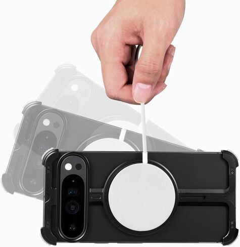 OATSBASF Bumper Case for Google Pixel 9 Pro XL, Invisible Magnetic O-Ring Stand Case, Minimalist Phone Case for Google Pixel 9 Pro XL, Frameless Case, Black in Kuwait