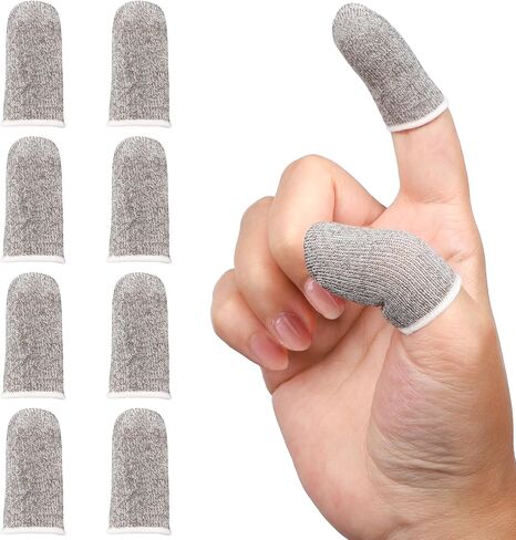 10 Pack Anti-Sweat Mobile Gaming Finger Sleeves for Gaming, Smooth Thumb Covers, Breathable Finger Covers for Mobile Games, Phone Gaming Accessories, iPad Gaming Accessories, Light Grey in Kuwait