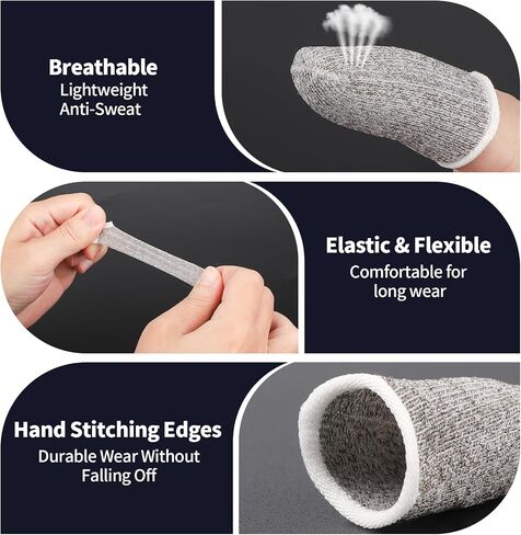 10 Pack Anti-Sweat Mobile Gaming Finger Sleeves for Gaming, Smooth Thumb Covers, Breathable Finger Covers for Mobile Games, Phone Gaming Accessories, iPad Gaming Accessories, Light Grey in Kuwait