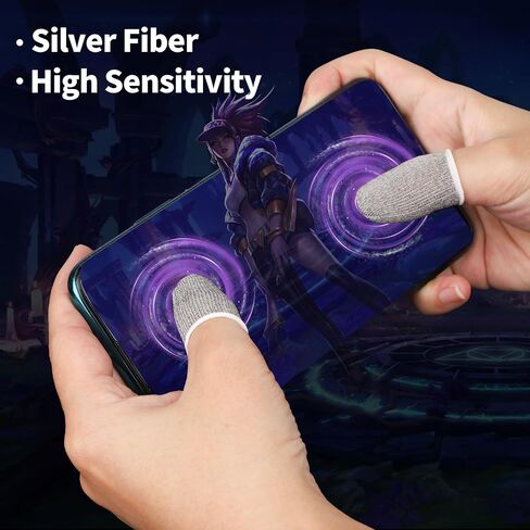 10 Pack Anti-Sweat Mobile Gaming Finger Sleeves for Gaming, Smooth Thumb Covers, Breathable Finger Covers for Mobile Games, Phone Gaming Accessories, iPad Gaming Accessories, Light Grey in Kuwait