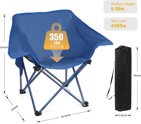 4 Pack Portable Camping Chair Compact Collapsible Outdoor Folding Sports Chairs for Adults Heavy Duty Camp Sporting Events Park Lawn 400 Lbs Black Black in Kuwait