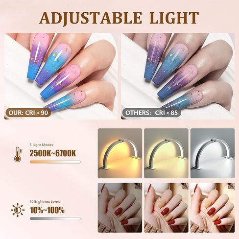 Evershop Half Moon Light for Nail Desk with Phone Holder,Portable LED Ring Light for Video Recording with Overhead Phone Mount,Nail Table Lamp for Photography,YouTube,Tiktok,Pinterest,Instagram in Saudi Arabia