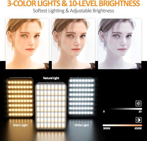 املأ الضوء لـ Magsafe بمشبك الهاتف، ضوء سيلفي قابل لإعادة الشحن لهاتف iPhone، 3 أوضاع إضاءة، سطوع 10 مستويات قابل للتعديل لصور السيلفي ومدونة الفيديو والبث المباشر (أبيض) in Kuwait