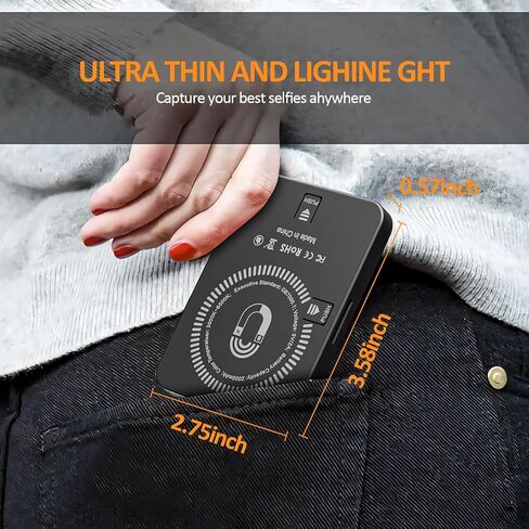 املأ الضوء لـ Magsafe بمشبك الهاتف، ضوء سيلفي قابل لإعادة الشحن لهاتف iPhone، 3 أوضاع إضاءة، سطوع 10 مستويات قابل للتعديل لصور السيلفي ومدونة الفيديو والبث المباشر (أبيض) in Kuwait