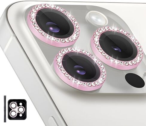 Camera Lens Protector for iPhone 16 Pro/iPhone 16 Pro Max, Individual Tempered Glass Camera Ring Lens Protector with Installation Tray Fit for iPhone 16 Pro/16 Pro Max Diamond Pink in Saudi Arabia