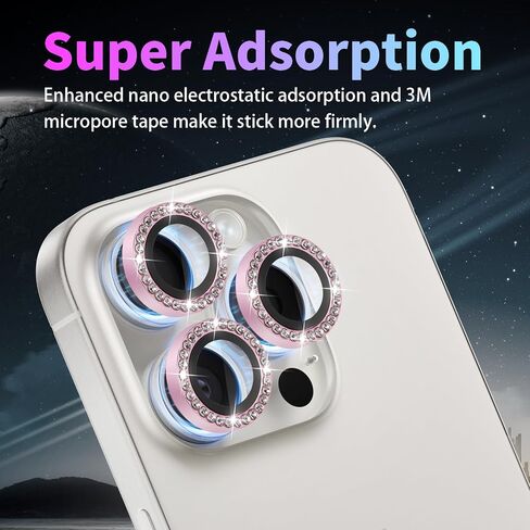 Camera Lens Protector for iPhone 16 Pro/iPhone 16 Pro Max, Individual Tempered Glass Camera Ring Lens Protector with Installation Tray Fit for iPhone 16 Pro/16 Pro Max Diamond Pink in Saudi Arabia