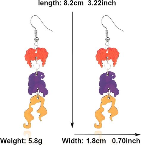 Halloween Earrings for Women Cute Hocus Pocus Earrings Halloween Earrings Lightweight Wooden Black Cat Witch Dangle Earring Halloween Jewelry (Witch) in Kuwait