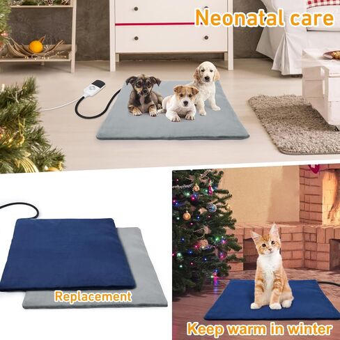 Pet Heating Pad for Cat Dog Outdoor, Indoor Warming Heated Cat Dog Bed, Waterproof Pet Heater Warmer Blanket Mat for Puppy & Kitten with Adjustable Temperature and Timer, 18 * 18 Inch in Saudi Arabia