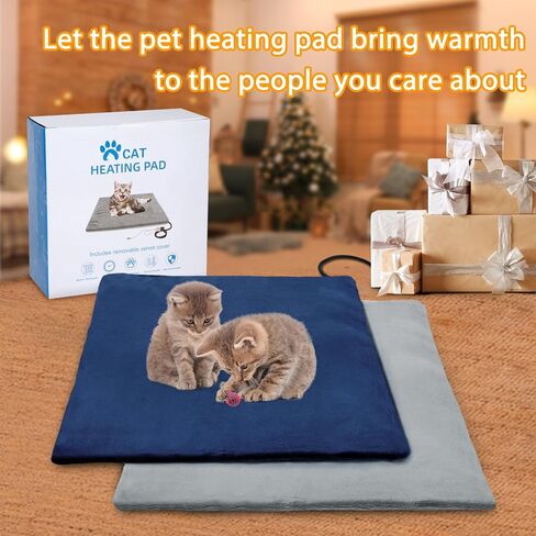 Pet Heating Pad for Cat Dog Outdoor, Indoor Warming Heated Cat Dog Bed, Waterproof Pet Heater Warmer Blanket Mat for Puppy & Kitten with Adjustable Temperature and Timer, 18 * 18 Inch in Saudi Arabia