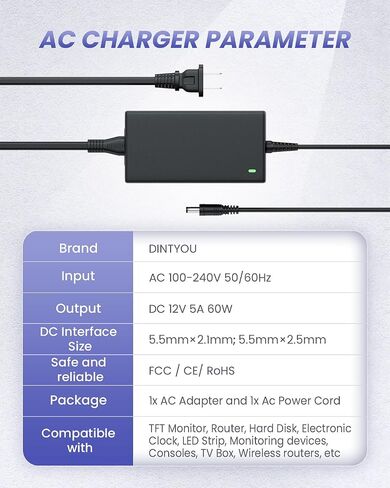 24Volt 2.5Amp 60W Power Supply AC 100-240V Adapter for LED Strip Light, Wireless Router, ADSL Cats, HUB, Switches, Security Cameras, Audio/Video 24V 2.5A 50-60Hz Power Cord with 5.5 x 2.1mm 2.5mm in Saudi Arabia