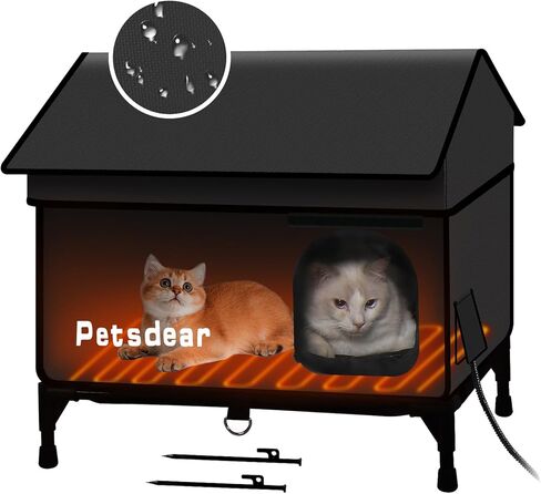 Heated Cat House for Outside Cats Large Outdoor Cat House Weatherproof for Winter Extremely Waterproof Insulated Outside Feral Cat House Multiple Cats (Black) in Kuwait
