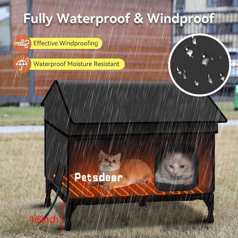 Heated Cat House for Outside Cats Large Outdoor Cat House Weatherproof for Winter Extremely Waterproof Insulated Outside Feral Cat House Multiple Cats (Black) in Kuwait