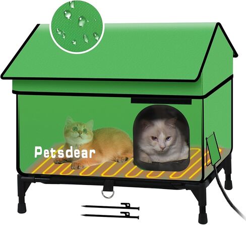 Heated Cat House for Outside Cats Large Outdoor Cat House Weatherproof for Winter Extremely Waterproof Insulated Outside Feral Cat House Multiple Cats (Black) in Saudi Arabia