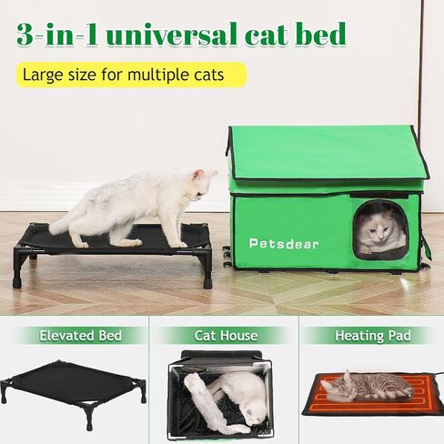 Heated Cat House for Outside Cats Large Outdoor Cat House Weatherproof for Winter Extremely Waterproof Insulated Outside Feral Cat House Multiple Cats (Black) in Saudi Arabia