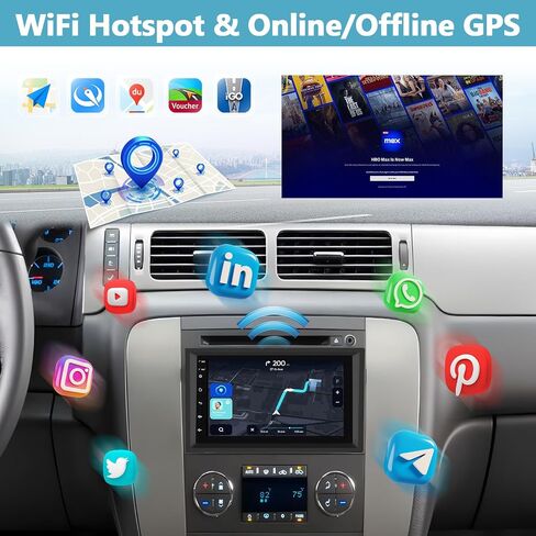 Android 13 Car Stereo Radio for Chevrolet Chevy GMC Silverado Tahoe Sierra Yukon Wireless CarPlay Android Auto 8 Inch Touch Screen Bluetooth GPS Navigation HiFi Audio FM/RDS WiFi SWC + Backup Camera in Saudi Arabia