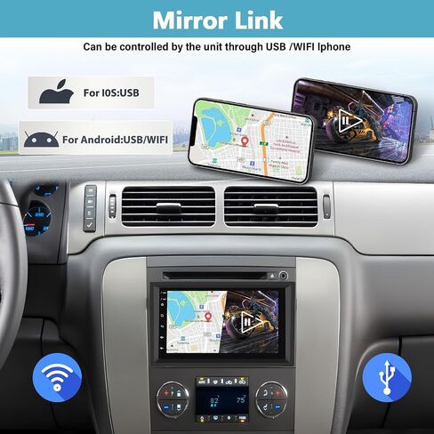 Android 13 Car Stereo Radio for Chevrolet Chevy GMC Silverado Tahoe Sierra Yukon Wireless CarPlay Android Auto 8 Inch Touch Screen Bluetooth GPS Navigation HiFi Audio FM/RDS WiFi SWC + Backup Camera in Saudi Arabia
