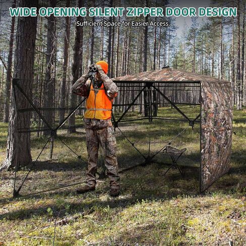 YITAHOME Hunting Blind 360° See Through Ground Blind for Deer Hunting, 2-3 & 3-4 Person Pop-up Hunting Deer Blind Turkey Blind with Tri-Leg Hunting Chair, Silent Magnetic Zipper Door and Carring Bag in Saudi Arabia