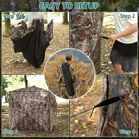 YITAHOME Hunting Blind 360° See Through Ground Blind for Deer Hunting, 2-3 & 3-4 Person Pop-up Hunting Deer Blind Turkey Blind with Tri-Leg Hunting Chair, Silent Magnetic Zipper Door and Carring Bag in Saudi Arabia