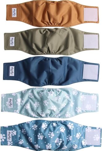 JoyDaog Reusable Dog Belly Bands for Male Dogs Diapers,5 Pack Premium Washable Dog Diapers Male Puppy Nappies Wrap,M in Saudi Arabia