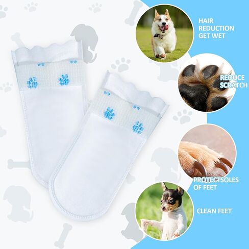 20Pcs Disposable Waterproof Dog Boots for Paw Protection, Dog Feet Covers Pet Shoes for Dogs Paw Wound Recovery Protectors with 1 Roll Dog Paw Bandage for Indoor and Outdoor Use(M) in Saudi Arabia