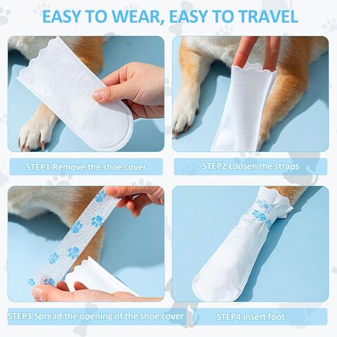 20Pcs Disposable Waterproof Dog Boots for Paw Protection, Dog Feet Covers Pet Shoes for Dogs Paw Wound Recovery Protectors with 1 Roll Dog Paw Bandage for Indoor and Outdoor Use(M) in Saudi Arabia