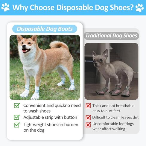 20Pcs Disposable Waterproof Dog Boots for Paw Protection, Dog Feet Covers Pet Shoes for Dogs Paw Wound Recovery Protectors with 1 Roll Dog Paw Bandage for Indoor and Outdoor Use(M) in Saudi Arabia