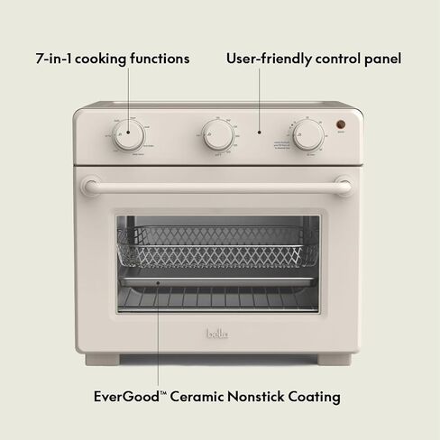 bella Air Fry Toaster Oven, 7 Preset Cooking Options, Dishwasher-Safe EverGood Coated Trays Included, 60-Minute Auto Shutoff w Audible Timer, Power Indicator Light, 1700 Watt, Seaglass in Kuwait