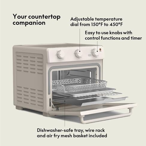 bella Air Fry Toaster Oven, 7 Preset Cooking Options, Dishwasher-Safe EverGood Coated Trays Included, 60-Minute Auto Shutoff w Audible Timer, Power Indicator Light, 1700 Watt, Seaglass in Kuwait