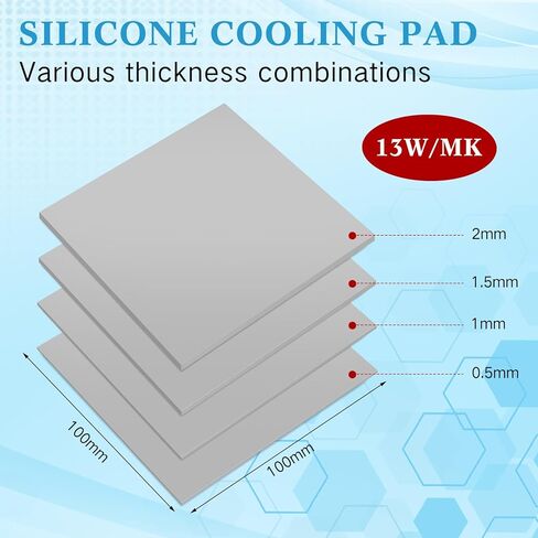 Pangda 4 Pack 13 W/mK وسادات حرارية، 100 × 100 مم، 0.5 مم 1 مم 1.5 مم 2 مم وسادة سيليكون مقاومة للحرارة لأجهزة الكمبيوتر المحمول غرفة تبريد وحدة المعالجة المركزية GPU LED Cooler SSD IC PS4 in Kuwait