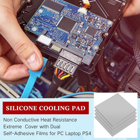 Pangda 4 Pack 13 W/mK وسادات حرارية، 100 × 100 مم، 0.5 مم 1 مم 1.5 مم 2 مم وسادة سيليكون مقاومة للحرارة لأجهزة الكمبيوتر المحمول غرفة تبريد وحدة المعالجة المركزية GPU LED Cooler SSD IC PS4 in Kuwait