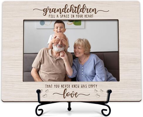 Grandparents Photo Frame - Grandchildren Fill A Space In Your Heart Wooden Tabletop Picture Frame with Stand - New Grandma Grandpa Gifts, Grandparents Day Birthday Gifts -A22 in Saudi Arabia