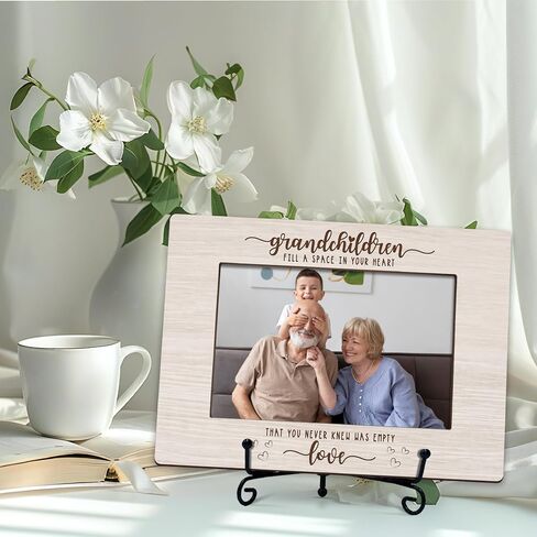 Grandparents Photo Frame - Grandchildren Fill A Space In Your Heart Wooden Tabletop Picture Frame with Stand - New Grandma Grandpa Gifts, Grandparents Day Birthday Gifts -A22 in Saudi Arabia