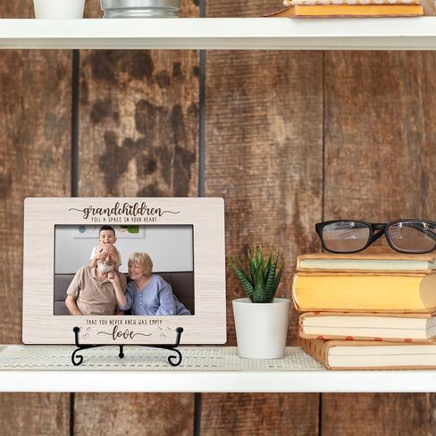 Grandparents Photo Frame - Grandchildren Fill A Space In Your Heart Wooden Tabletop Picture Frame with Stand - New Grandma Grandpa Gifts, Grandparents Day Birthday Gifts -A22 in Saudi Arabia