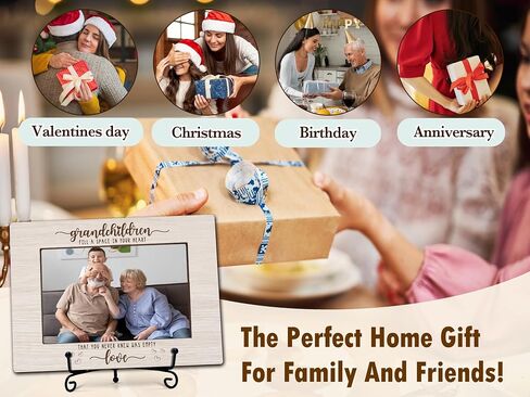Grandparents Photo Frame - Grandchildren Fill A Space In Your Heart Wooden Tabletop Picture Frame with Stand - New Grandma Grandpa Gifts, Grandparents Day Birthday Gifts -A22 in Saudi Arabia