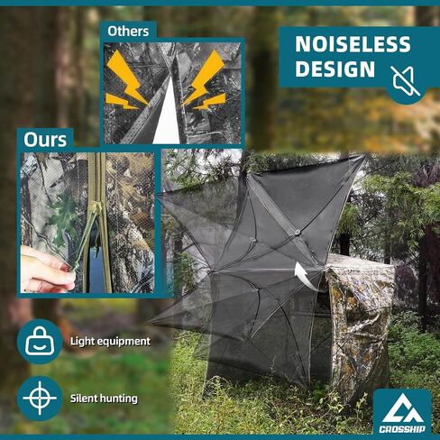 270/360° See Through Hunting Blind with Hunting Accessories Pack (Portable Bag,Camo Wrap Tapes,Face Mask&Gun Bow Hanger) - 1-3 Person Waterproof Hunting Blind Ground - Mute Pop Up Design in Saudi Arabia