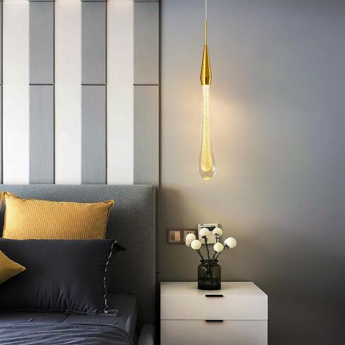 Modern Ceiling Kitchen Light Fixtures LED Dimmable Gold Pendant Light with Mini Teardrop Crystal Pendant Lights for Kitchen Island Bedroom Entryway Hallway (3-Pack) in Saudi Arabia