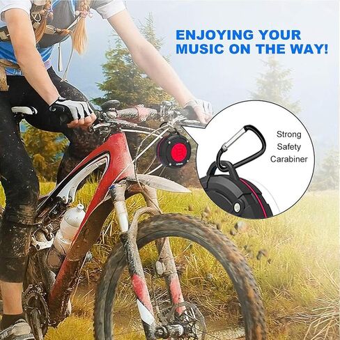 TOPROAD Portable Shower Speaker, IPX7 Waterproof Wireless Outdoor Speaker with HD Sound, 2 Suction Cups, Built-in Mic, Hands-Free Speakerphone for Bathroom, Pool, Beach, Hiking, Bicycle(Red) in Kuwait