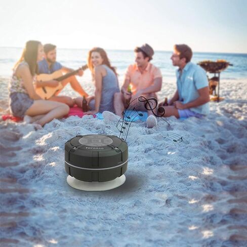 TOPROAD Portable Shower Speaker, IPX7 Waterproof Wireless Outdoor Speaker with HD Sound, 2 Suction Cups, Built-in Mic, Hands-Free Speakerphone for Bathroom, Pool, Beach, Hiking, Bicycle(Red) in Kuwait