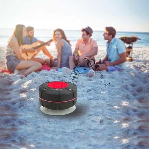 TOPROAD Portable Shower Speaker, IPX7 Waterproof Wireless Outdoor Speaker with HD Sound, 2 Suction Cups, Built-in Mic, Hands-Free Speakerphone for Bathroom, Pool, Beach, Hiking, Bicycle(Red) in Kuwait