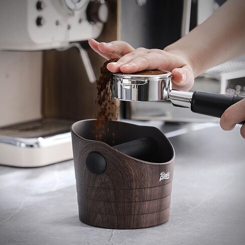 Bincoo Mini Coffee Knock Box 4.5 Inch - Espresso Accessories for Coffee Grounds Container - Multifunctional,Suitable for Home & Bar(Brown) in Kuwait