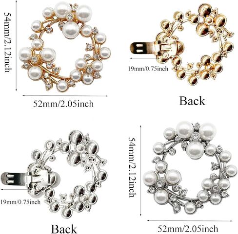 MIAO JIN 4Pcs Elegant Round pearls Rhinestone Shoe Buckles Sparkling Crystal Wedding Shoe Clips Metal Shoe Clips Party Decoration Set （2sets in Kuwait