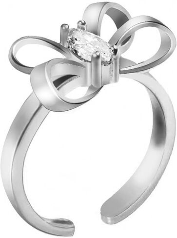 Dainty Butterfly Ring for Women, Sterling Silver Bowtie Ring CZ Eternity Bands Promise Ring for Teen Girls Gold Wedding Ring Adjustable Size in Kuwait