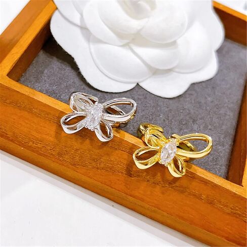 Dainty Butterfly Ring for Women, Sterling Silver Bowtie Ring CZ Eternity Bands Promise Ring for Teen Girls Gold Wedding Ring Adjustable Size in Kuwait