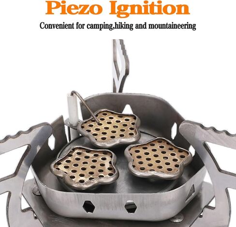 SVNVIOZ Camping Stove, Windproof Backpacking Stove with 3 Burner Cores, Piezo Ignition, Storage Box, 2 Types Fuel Canister Adapters, Camping Gear Portable Stove for Outdoor Camping Hiking Cooking in Saudi Arabia