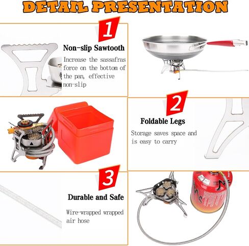 SVNVIOZ Camping Stove, Windproof Backpacking Stove with 3 Burner Cores, Piezo Ignition, Storage Box, 2 Types Fuel Canister Adapters, Camping Gear Portable Stove for Outdoor Camping Hiking Cooking in Saudi Arabia