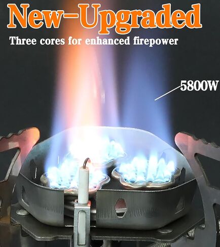 SVNVIOZ Camping Stove, Windproof Backpacking Stove with 3 Burner Cores, Piezo Ignition, Storage Box, 2 Types Fuel Canister Adapters, Camping Gear Portable Stove for Outdoor Camping Hiking Cooking in Saudi Arabia