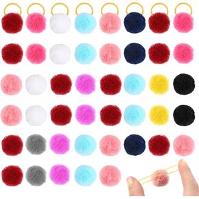 50 Pcs Colored Ball Bows with Rubber Bands Dog Hair Puff Ball Bows Cute Pet Dog Hair Bows Pom Pom Bows Dog Grooming Bows for Dog Hair Accessories