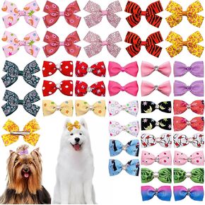 PET SHOW 20Pairs 2" 3" 4" Big Dog Hair Bows Christmas for Small Medium Large Dogs Rhinestone Floral Bowknot Topknot Cats Rabbits Girl Boy Grooming Hair Accessories